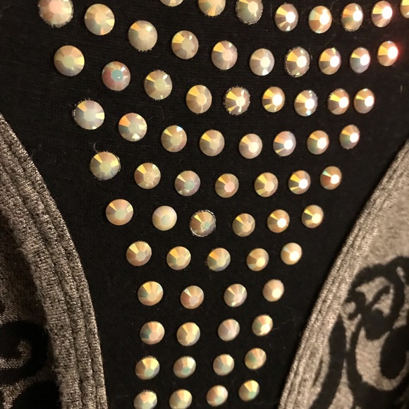 💎 Vocal 💎 Embellished Top - L - Gray - Picture 4 of 4